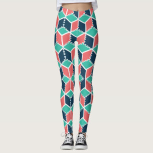 Stylish Modern Geometric Colour Cube Leggings