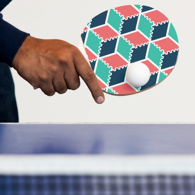 Stylish Modern Geometric Colour Cube Ping Pong Paddle (Insitu)