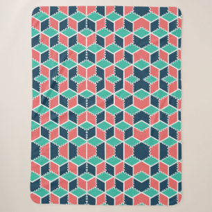 Stylish Modern Geometric Colour Cube Sherpa Blanket