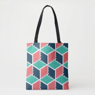 Stylish Modern Geometric Colour Cube Tote Bag