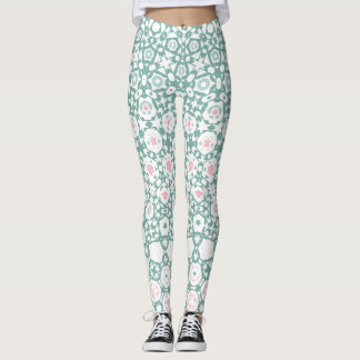 Stylish Modern Geometric Green Pink Leggings