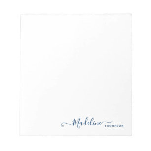Stylish Modern Girly Script Navy Blue Notepad