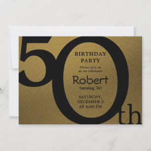 Stylish Modern Gold and Black Birthday Invitation