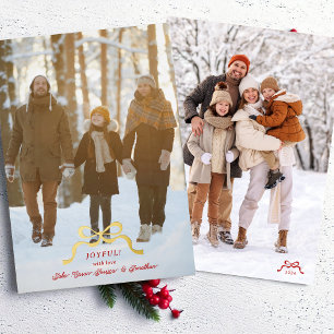 stylish modern gold christmas bow photo foil holiday card