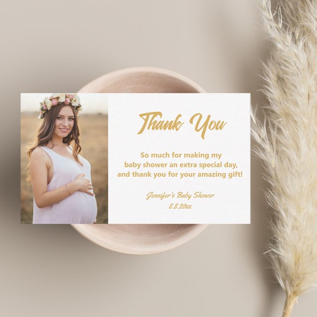 stylish modern gold thank you baby shower photo card (Creator Uploaded)