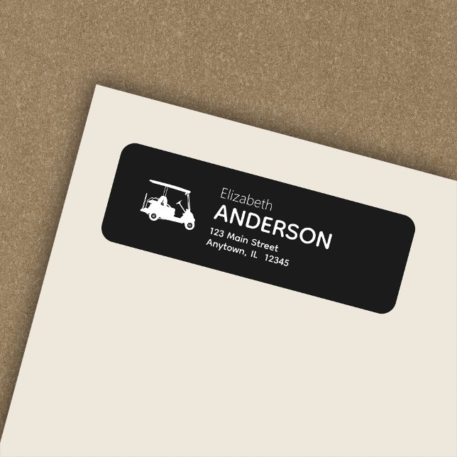 Stylish Modern Golf Cart Black Noir Return Address (Creator Uploaded)