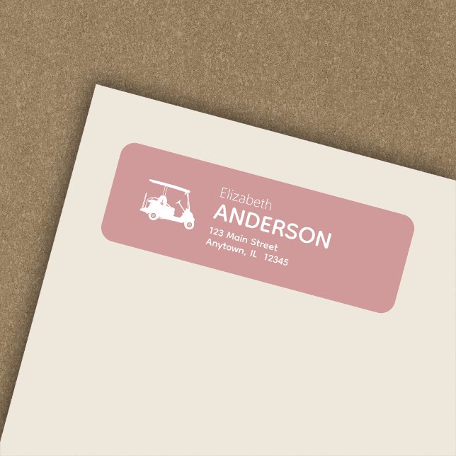 Stylish Modern Golf Cart Dusty Rose Return Address (Creator Uploaded)