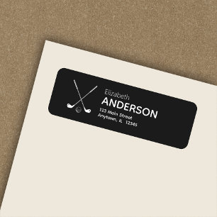 Stylish Modern Golf Clubs Black Return Address