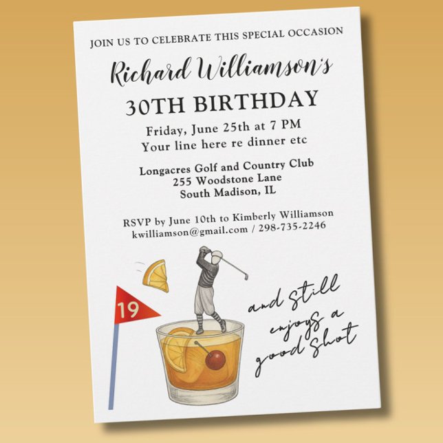 Stylish Modern Golf Humorous 30th Birthday Party Invitation (Creator Uploaded)