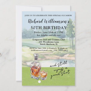 Stylish Modern Golf Humourous 50th Birthday Party Invitation