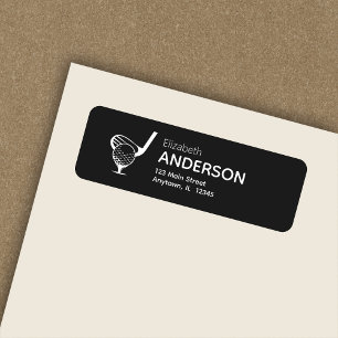 Stylish Modern Golf Tee Black Return Address