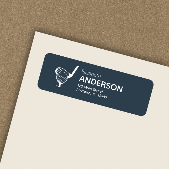 Stylish Modern Golf Tee Navy Blue Return Address (Creator Uploaded)
