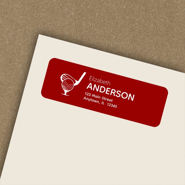 Stylish Modern Golf Tee Red Return Address (Creator Uploaded)