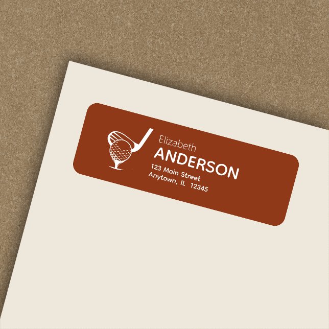 Stylish Modern Golf Tee Terracotta Return Address (Creator Uploaded)