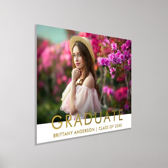 Stylish Modern Graduate Photo Gold Foil Prints (Laydown)