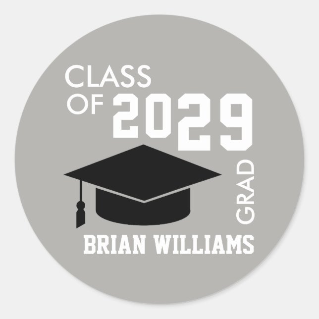 stylish & modern graduation CLASS OF  Classic Round Sticker (Front)