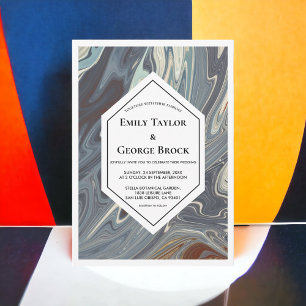 Stylish Modern Grey Abstract Painting Chic Wedding Invitation