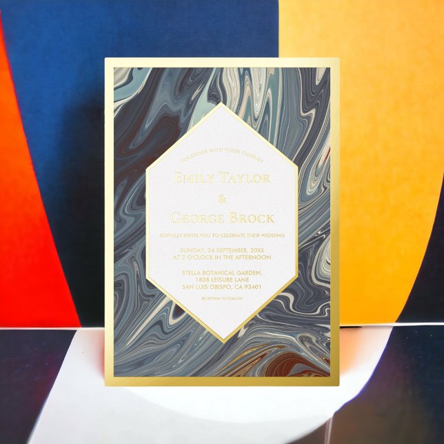 Stylish Modern Grey Abstract Painting Wedding Gold (Creator Uploaded)