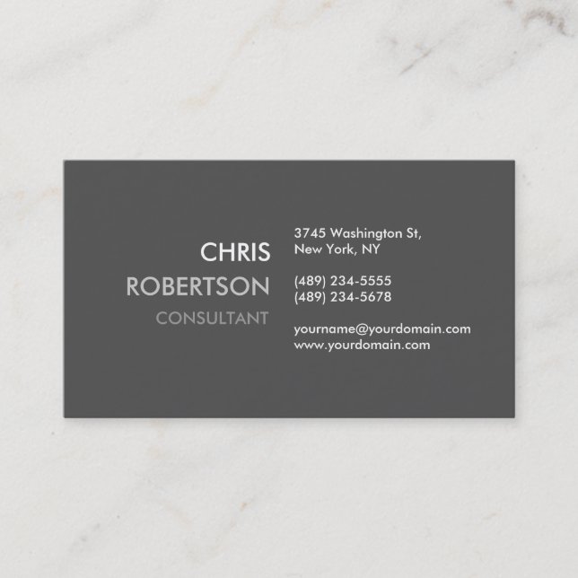 Stylish Modern Grey Attractive Business Card (Front)