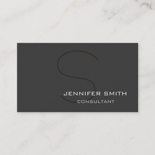 Stylish Modern Grey Black Monogram Business Card (Front)