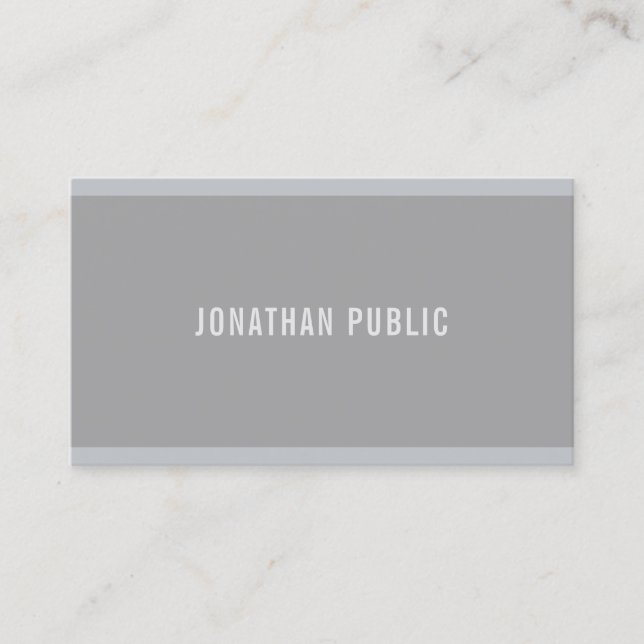 Stylish Modern Grey Elegant Minimalist Plain Cool Business Card (Front)