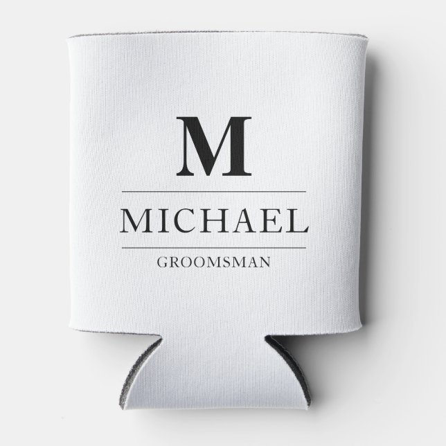 Stylish Modern Groomsmen Gifts Monogram Best Man Can Cooler (Front)