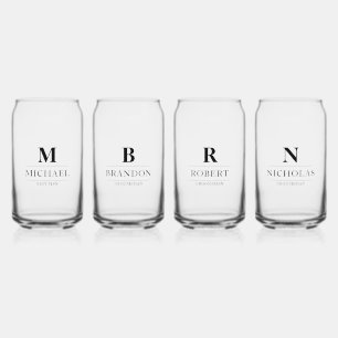 Stylish Modern Groomsmen Gifts Monogram Best Man Can Glass