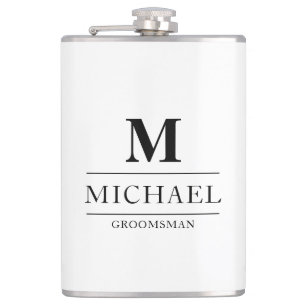 Stylish Modern Groomsmen Gifts Monogram Best Man Hip Flask