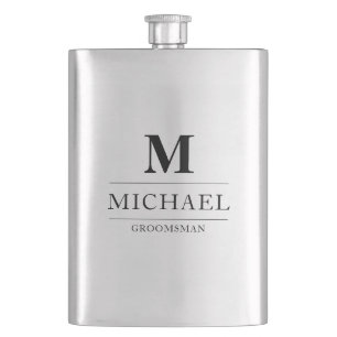 Stylish Modern Groomsmen Gifts Monogram Best Man Hip Flask