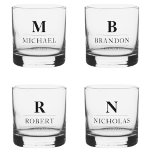 Stylish Modern Groomsmen Gifts Monogram Best Man Whiskey Glass<br><div class="desc">This exquisite whiskey glass set can be custom-made for each member of your wedding party. It features the individual's monogrammed initial, name, and title in a classic, black minimalist design. To personalise, enter each person's name, initial, and their specific title into the provided fields to create your own unique set...</div>