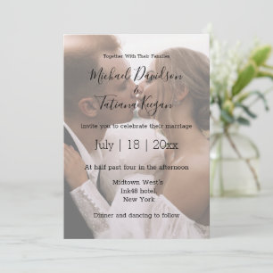 stylish modern handwriting wedding faded photo card