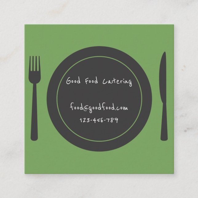 Stylish modern healthy catering company square business card (Front)