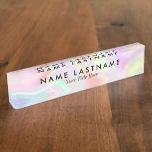 Stylish Modern Holographic Pastel Colours Nameplate