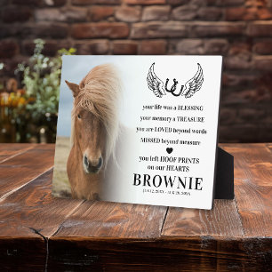 Stylish Modern Horse Photo Memorial Pet Loss Plaque
