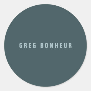 Stylish Modern Looking Name   Blue Grey Classic Round Sticker