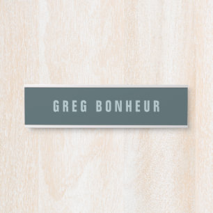 Stylish Modern Looking Name   Blue Grey Door Sign