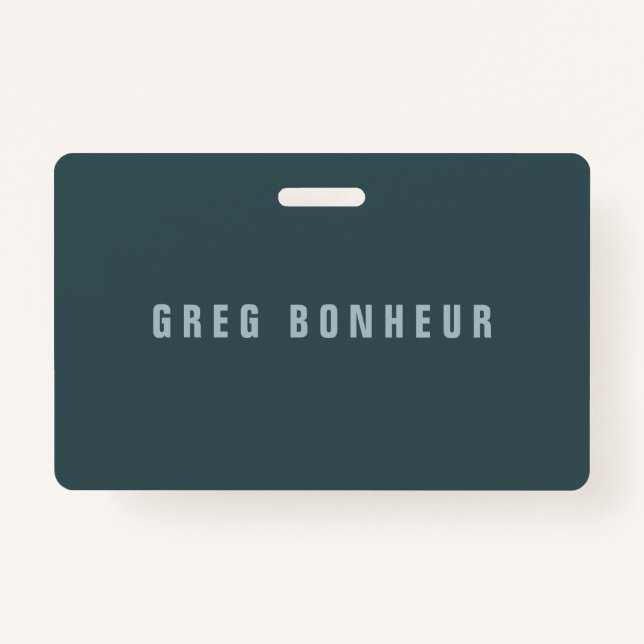 Stylish Modern Looking Name | Blue Grey ID Badge (Front)