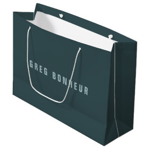 Stylish Modern Looking Name   Blue Grey Large Gift Bag