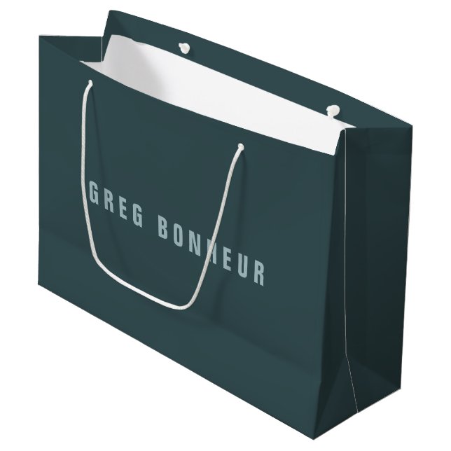 Stylish Modern Looking Name | Blue Grey Large Gift Bag (Front Angled)