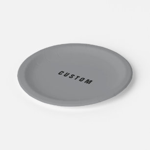 Stylish Modern Looking Name   Grey & Black Paper Plate