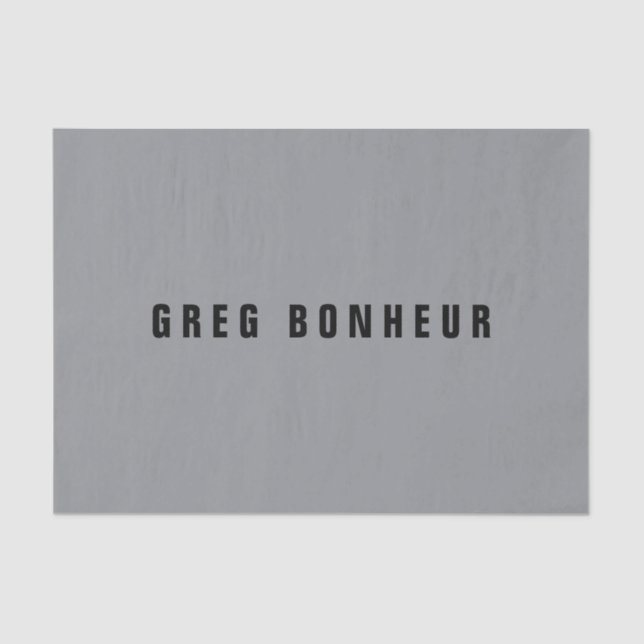 Stylish Modern Looking Name | Grey & Black Tissue Paper (Front)