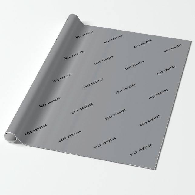 Stylish Modern Looking Name | Grey & Black Wrapping Paper (Unrolled)