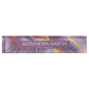 Stylish Modern Mauve Gold Glitter Office Nameplate
