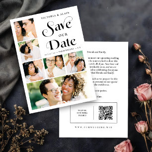 Stylish Modern Minimalist 6-Photo Collage Wedding  Save The Date