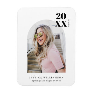 Stylish Modern Minimalist Arch Graduation Photo An Magnet