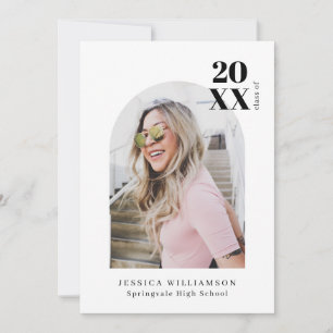 Stylish Modern Minimalist Arch Graduation Photo Announcement