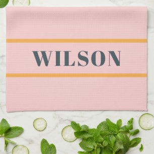 Stylish Modern Minimalist Colourful Retro Pink Tea Towel