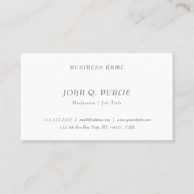 Stylish Modern Minimalist Elegant Professional Top Business Card (Front)