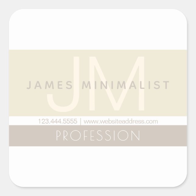 Stylish Modern Minimalist | Taupe Earth-tones Square Sticker (Front)