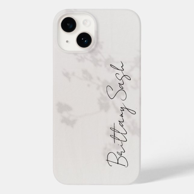 Stylish Modern Minimalist White Monogram Name  Case-Mate iPhone Case (Back)